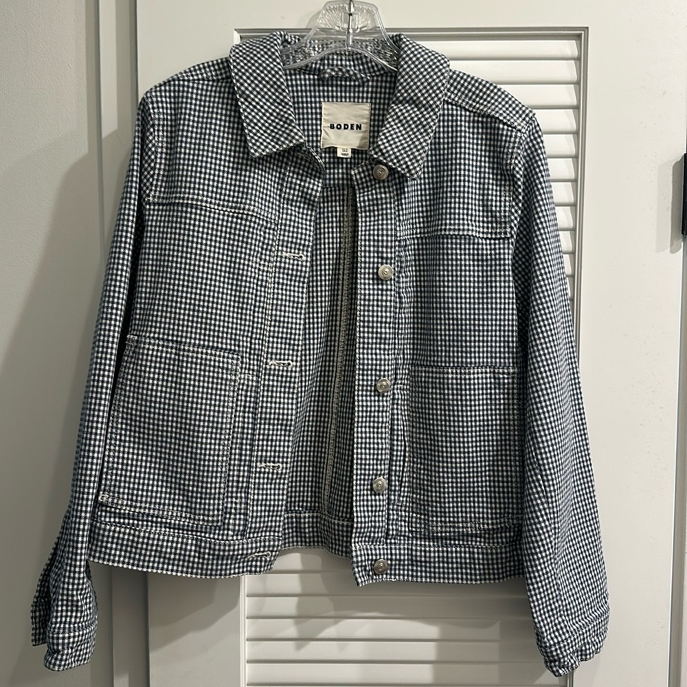Boden women’s checked denim jacket 8